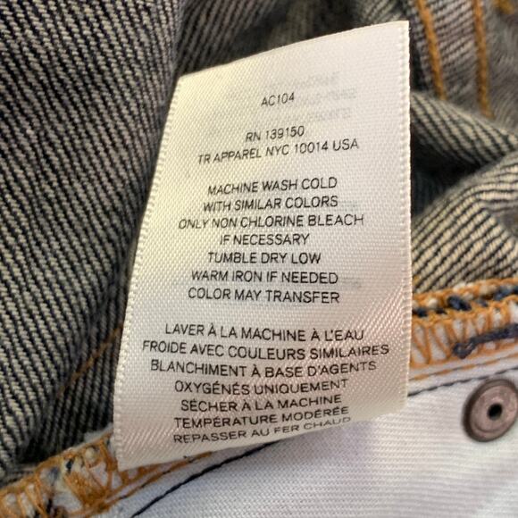 THE ROW Size 12 Blue Indigo Cotton Twill Contrast Stitch Tapered Selvedge Jeans - Picture 5 of 6